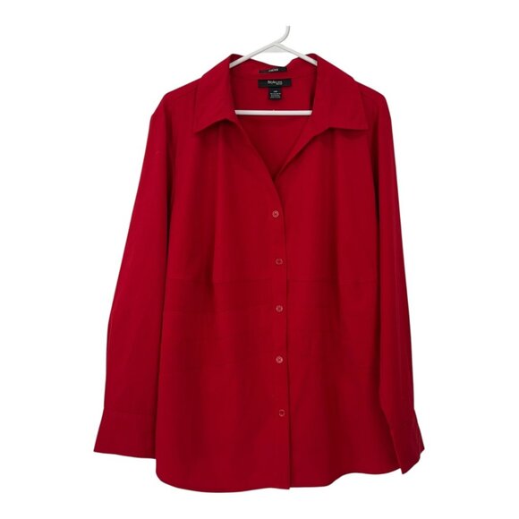 Style & Co Woman Red Long-Sleeve Button-Up Stretch Shirt 20W Polyester/Spandex - Picture 11 of 12